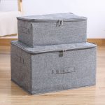 5-SOGA 2X Grey Small Portable Double Zipper Storage Box Moisture Proof Clothes Basket Foldable Home Organiser