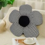 5-SOGA 2X Black Flower Cushion Shaped for Floor and Sitting Throw Pillow