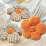 5-SOGA 2X Orange Flower Cushion Shaped for Floor and Sitting Throw Pillow