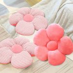 5-SOGA 2X Pink Flower Cushion Shaped for Floor and Sitting Throw Pillow