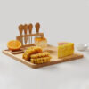 5-SOGA 2X 36cm Brown Rectangular Wood Cheese Board Charcuterie Serving Tray with Knife Set Countertop Decor