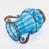 5-SOGA Blue Colored Glass Flower Vase with 10 Bunch 6 Heads Artificial Fake Silk Lilium nanum Home Decor Set