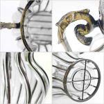 5-SOGA Clear Glass Flower Vase with 6 Bunch 4 Heads Artificial Fake Silk Magnolia denudata Home Decor Set