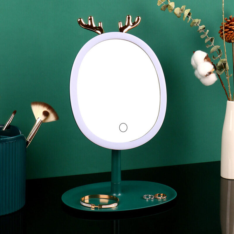 SOGA 2X Green Antler LED Light Makeup Mirror Tabletop Vanity Home Decor - Image 4