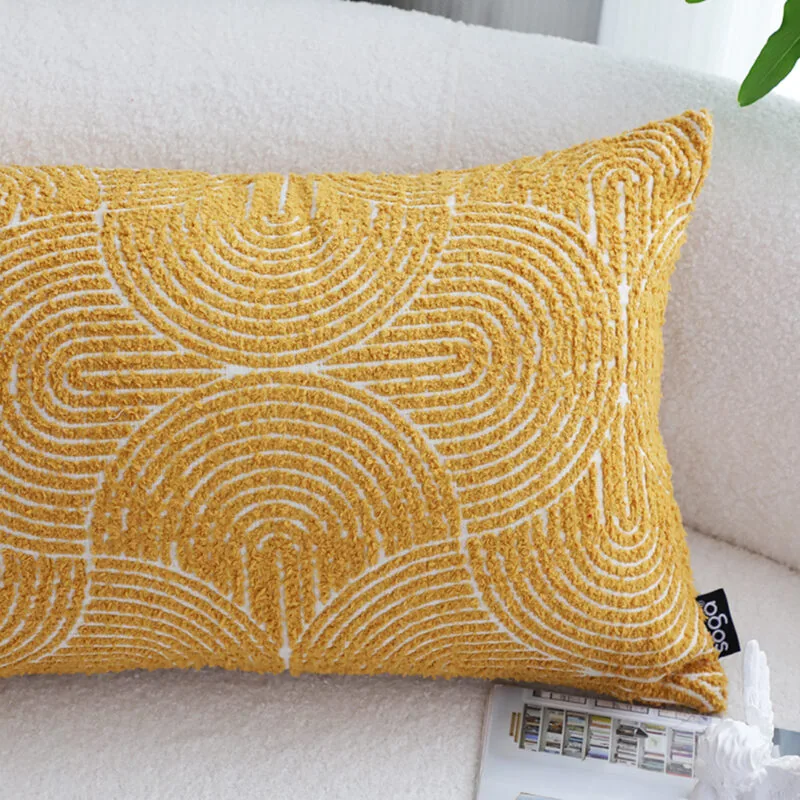 SOGA 35cm Mustard Yellow Throw Pillow Geometric Indoor and Outdoor Corded for Home Decor - Image 4
