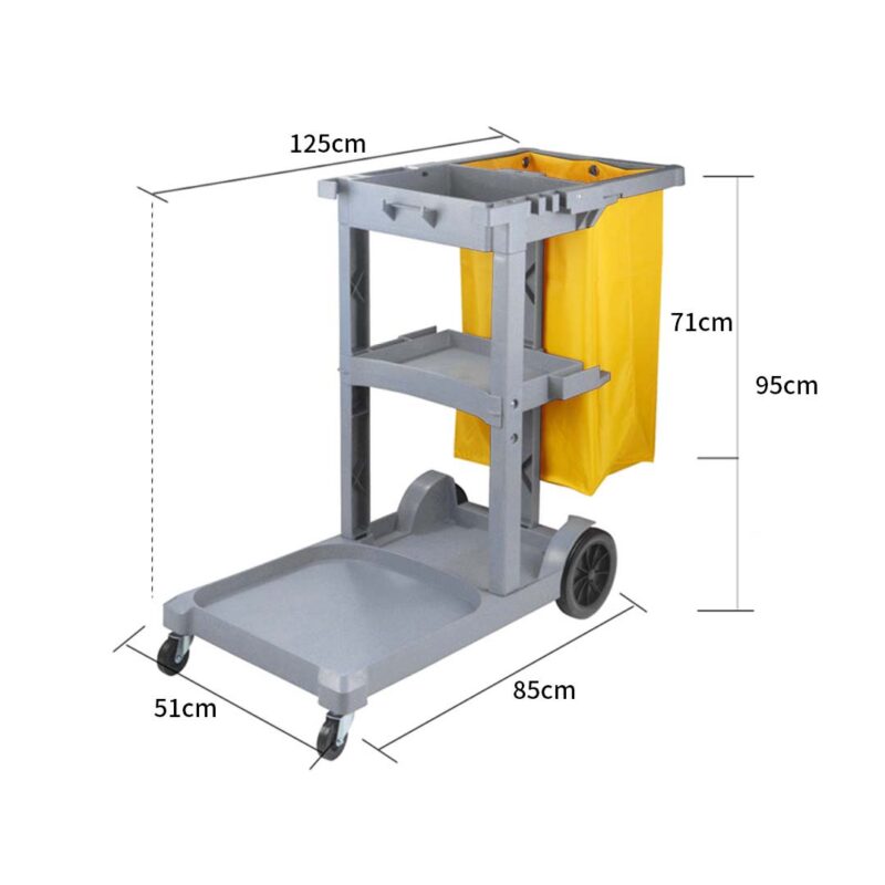 SOGA 2X 3 Tier Multifunction Janitor Cleaning Waste Cart Trolley and Waterproof Bag - Image 6