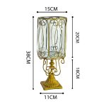 6-SOGA European Clear Glass Cylinder Flower Vase Solid Base with Gold Metal Pattern