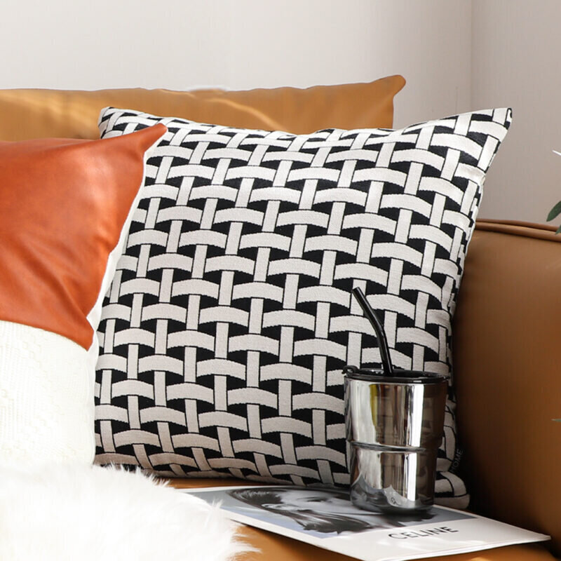 SOGA 2X 50cm Black & White Pattern Throw Pillow Thick Comfort Pro Polyester Fiber Cotton for Home Decor - Image 6