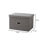 6-SOGA Grey Medium Foldable Canvas Storage Box Cube Clothes Basket Organiser Home Decorative Box