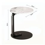 6-SOGA 50cm White Marble Mini Side Table Movable Lightweight w/ Black Frame