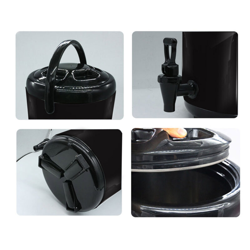 6-SOGA 2X 18L Stainless Steel Insulated Milk Tea Barrel Hot and Cold Beverage Dispenser Container with Faucet Black