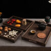 6-SOGA Small Walnut Brown Rectangle Wooden Tray Breakfast Dinner Serving Board Tea Set Holder Kitchen Home Decor