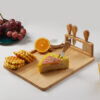 6-SOGA 2X 36cm Brown Rectangular Wood Cheese Board Charcuterie Serving Tray with Knife Set Countertop Decor