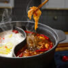 6-SOGA 2X 32CM Round Cast Iron Shabu Shabu Hotpot Beef Chicken Stew Wok Two-Flavor Division