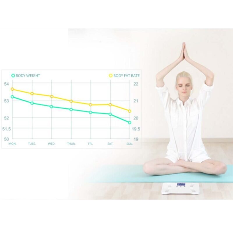 Glass LCD Digital Body Fat Scale Bathroom Electronic Gym Water Weighing Scales White - Image 7