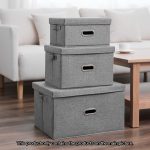 7-SOGA Grey Super Large Foldable Canvas Storage Box Cube Clothes Basket Organiser Home Decorative Box