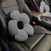 7-SOGA 2X Black Flower Cushion Shaped for Floor and Sitting Throw Pillow