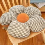 7-SOGA 2X Orange Flower Cushion Shaped for Floor and Sitting Throw Pillow