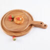 7-SOGA 2X 6inch Blonde Round Premium Wooden Serving Tray Board Paddle with Handle Home Decor