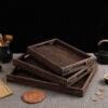 7-SOGA Medium Walnut Rectangle Wooden Tray Breakfast Dinner Serving Board Tea Set Holder Kitchen Home Decor