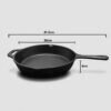 7-SOGA 30cm Round Cast Iron Frying Pan Skillet Steak Sizzle Platter with Helper Handle