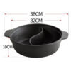 7-SOGA 2X 32CM Round Cast Iron Shabu Shabu Hotpot Beef Chicken Stew Wok Two-Flavor Division