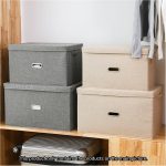 8-SOGA Grey Super Large Foldable Canvas Storage Box Cube Clothes Basket Organiser Home Decorative Box