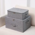8-SOGA 2X Grey Small Portable Double Zipper Storage Box Moisture Proof Clothes Basket Foldable Home Organiser