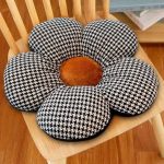 8-SOGA 2X Black Flower Cushion Shaped for Floor and Sitting Throw Pillow
