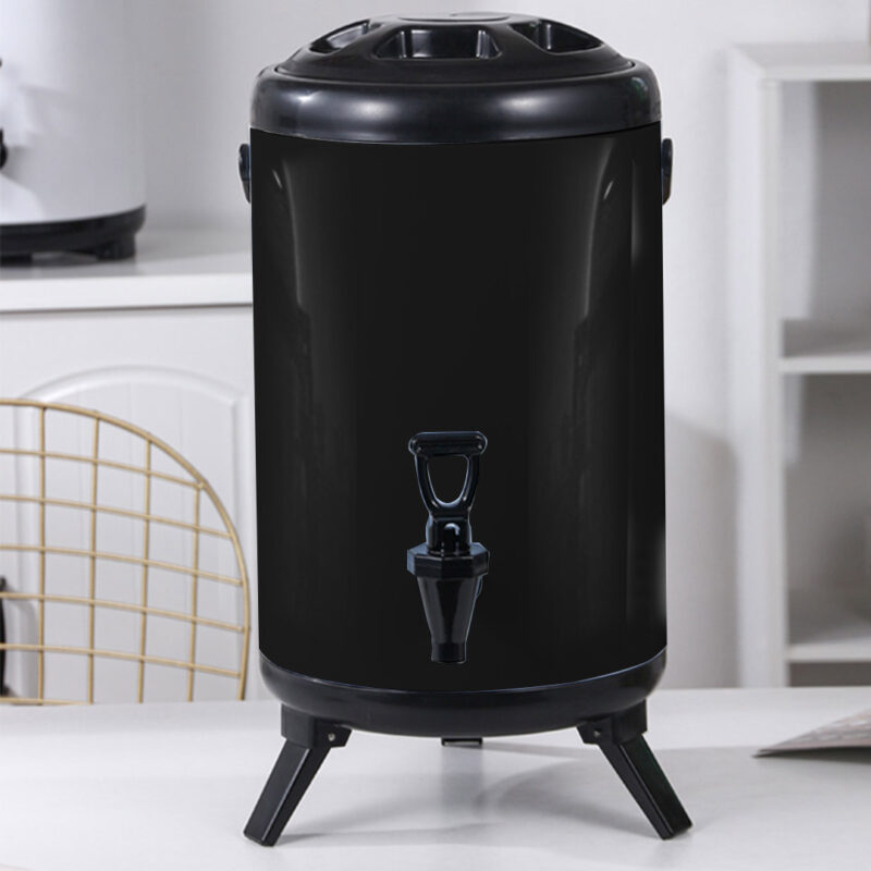 8-SOGA 2X 18L Stainless Steel Insulated Milk Tea Barrel Hot and Cold Beverage Dispenser Container with Faucet Black