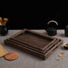 8-SOGA Small Walnut Brown Rectangle Wooden Tray Breakfast Dinner Serving Board Tea Set Holder Kitchen Home Decor