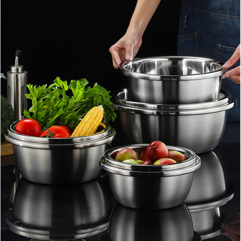 SOGA 2X 3Pcs Deepen Polished Stainless Steel Stackable Baking Washing Mixing Bowls Set Food Storage Basin - Image 8