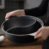 8-SOGA 2X 32CM Round Cast Iron Shabu Shabu Hotpot Beef Chicken Stew Wok Two-Flavor Division