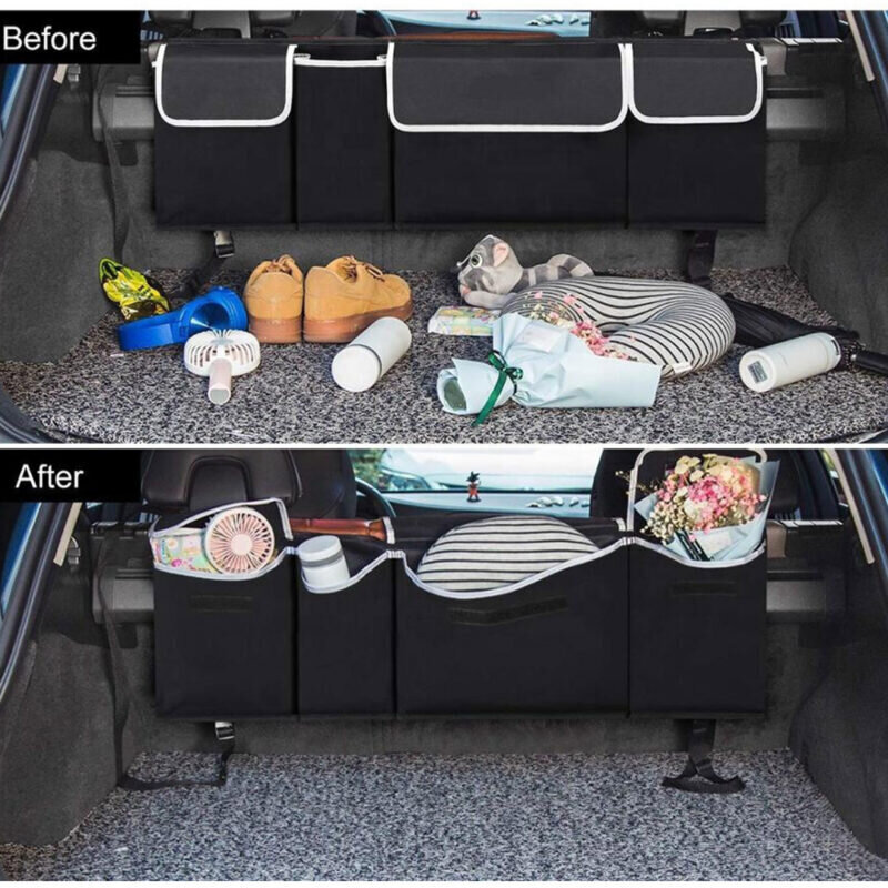 SOGA Oxford Cloth Car Storage Trunk Organiser Backseat Multi-Purpose Interior Accessories Black - Image 9