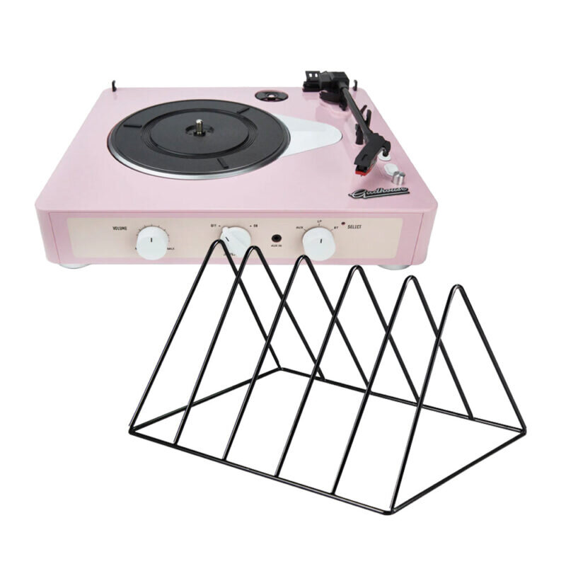 Gadhouse Brad MKII Record Player - Limited Editon Pink + Gadhouse Vinyl Rack Bundle - Black