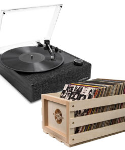 Victrola Eastwood II Turntable - Black + Bundled Record Storage Crate