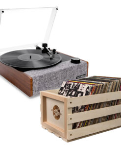 Victrola Eastwood II Turntable - Walnut + Bundled Record Storage Crate