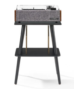 Victrola Eastwood II Turntable - Walnut + Entertainment Stand Bundle - Black