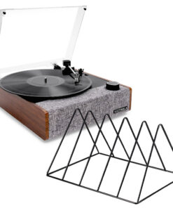 Victrola Eastwood II Turntable - Walnut + Gadhouse Vinyl Rack Bundle - Black