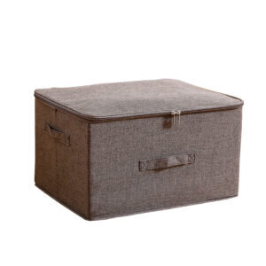 1-SOGA Coffee Large Portable Double Zipper Storage Box Moisture Proof Clothes Basket Foldable Home Organiser
