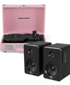 Crosley Cruiser Bluetooth Portable Turntable -  Blush Pink + Bundled Majority D40 Bluetooth Speakers