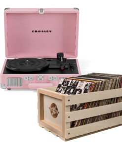 Crosley Cruiser Bluetooth Portable Turntable - Blush Pink + Bundled Crosley Record Storage Crate