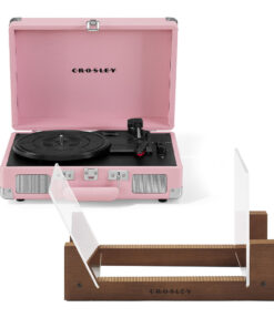 Crosley Cruiser Bluetooth Portable Turntable - Blush Pink + Bundled Crosley Record Storage Display Stand