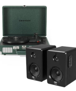 Crosley Cruiser Bluetooth Portable Turntable - Dark Emerald + Bundled Majority D40 Bluetooth Speakers