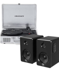 Crosley Cruiser Bluetooth Portable Turntable - Silver + Bundled Majority D40 Bluetooth Speakers