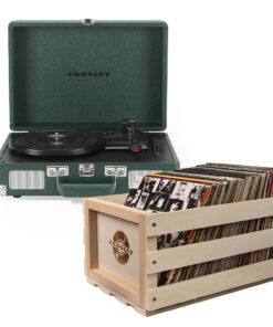 Crosley Cruiser Bluetooth Portable Turntable - Emerald Green + Bundled Crosley Record Storage Crate