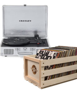 Crosley Cruiser Bluetooth Portable Turntable - Silver + Bundled Crosley Record Storage Crate