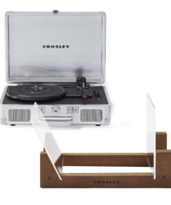 Crosley Cruiser Bluetooth Portable Turntable - Silver + Bundled Crosley Record Storage Display Stand