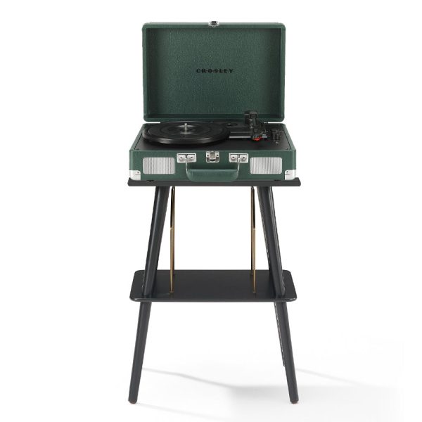 Crosley Cruiser Bluetooth Portable Turntable - Emerald Green + Crosley Entertainment Stand Bundle