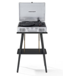 Crosley Cruiser Bluetooth Portable Turntable - Silver + Crosley Entertainment Stand Bundle